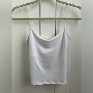 Leith Stretchy Thin Strapped Tank w/ Built In Bra Cami in White Size XS